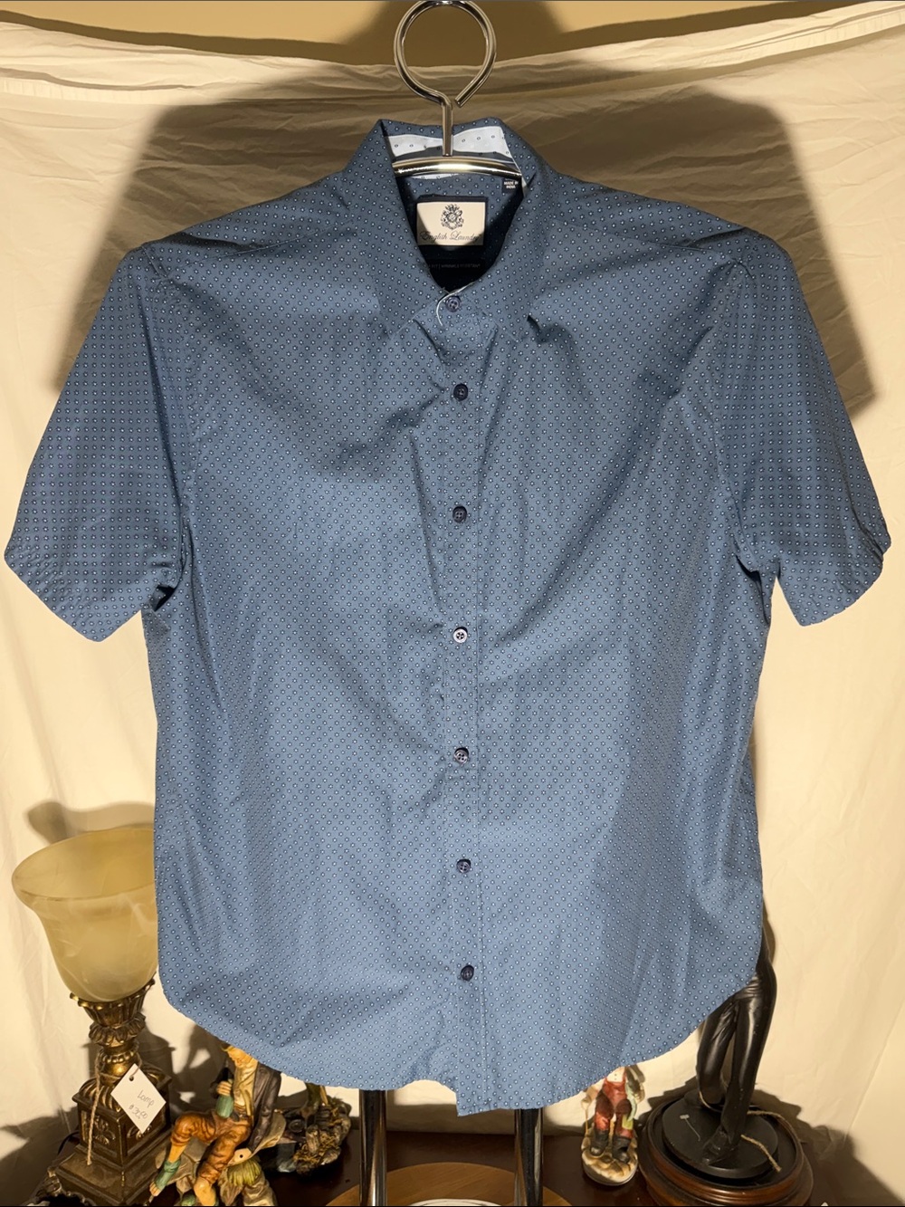 English Laundry Men's Short-Sleeve Button Down Shirt in Blue